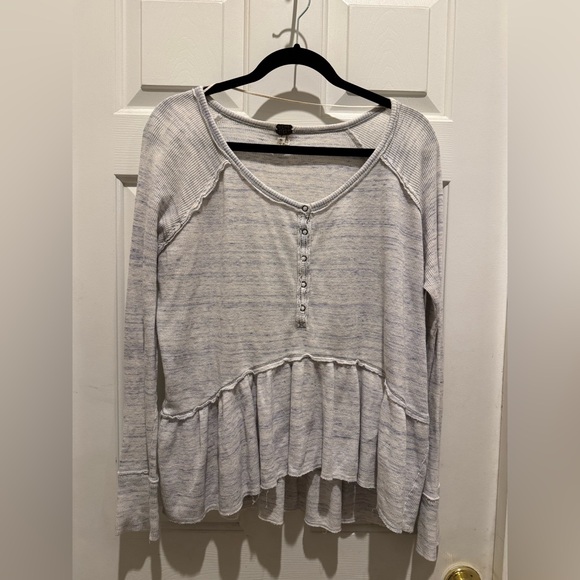 WE the free Free People coastline long sleeve thermal Henley peplum top small - Picture 1 of 3